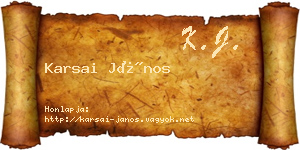 Karsai János névjegykártya